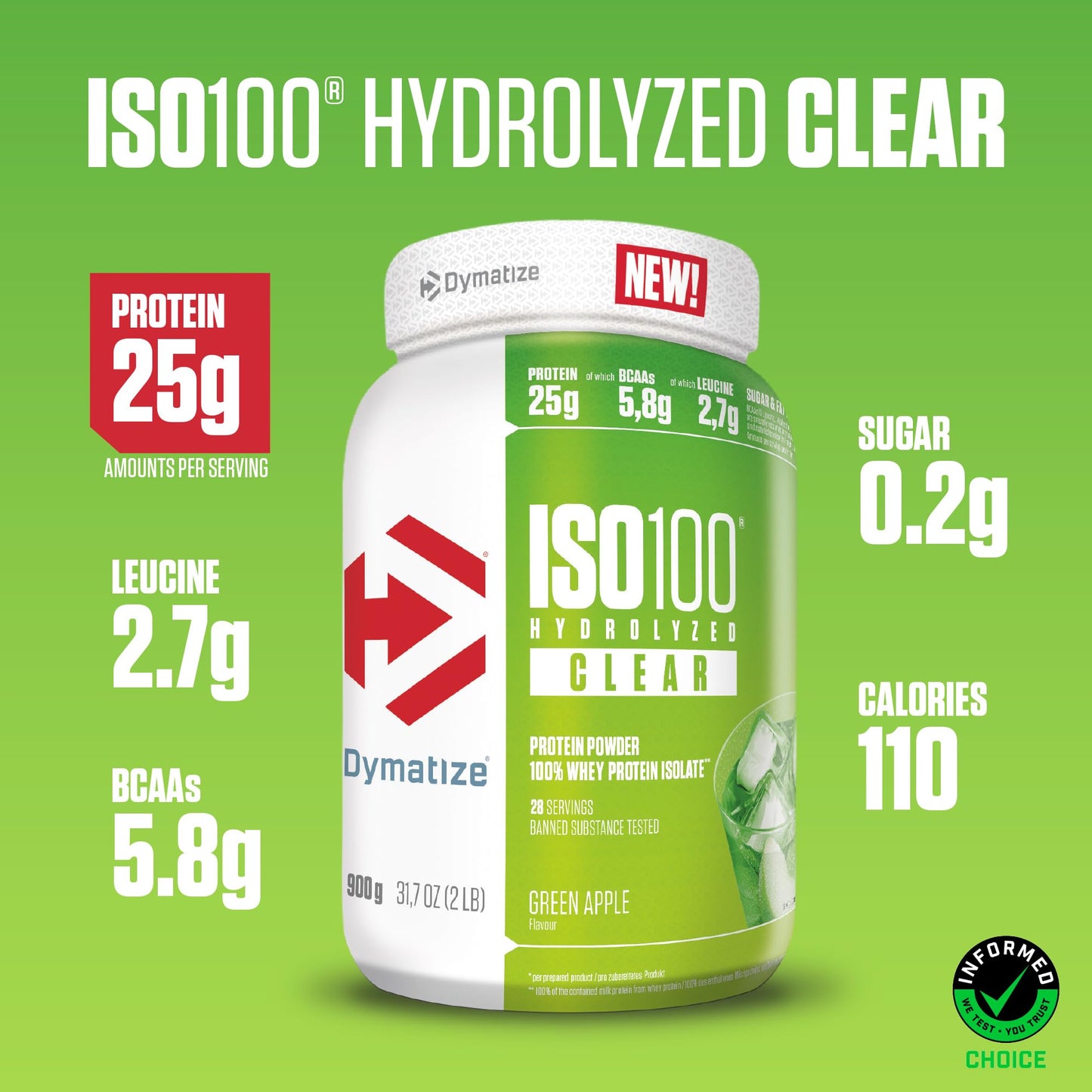 Dymatize  ISO 100 Hydrolyzed Clear Whey protein 900g