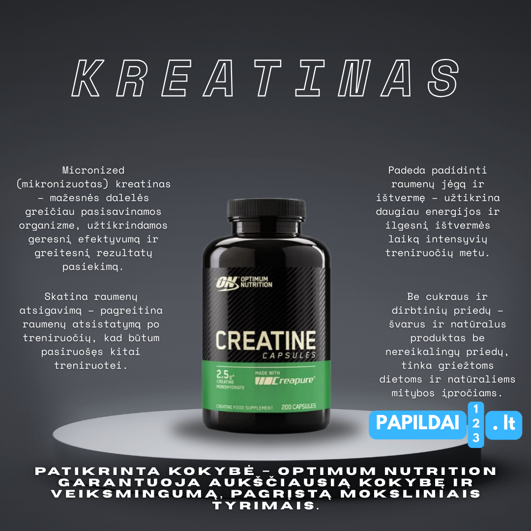 ON Mikronizuotas Kreatinas 200 kapsulių