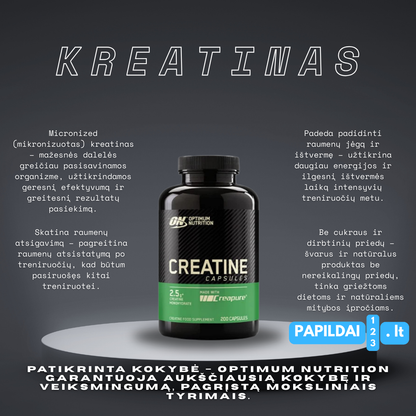ON Mikronizuotas Kreatinas 200 kapsulių