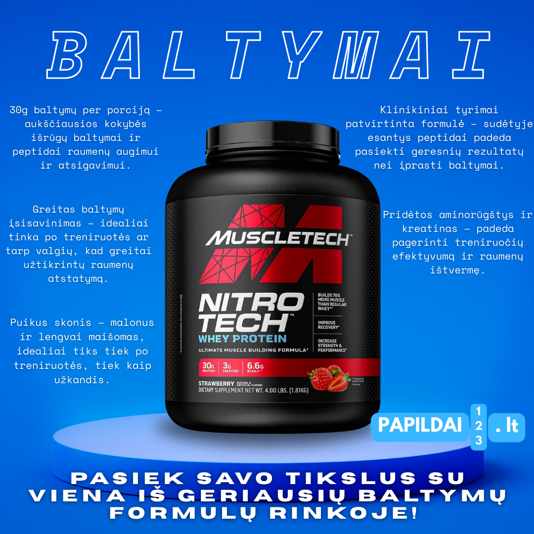MuscleTech liesos masės didintojas-izoliatas Nitro-Tech Performance Series 1.8kg