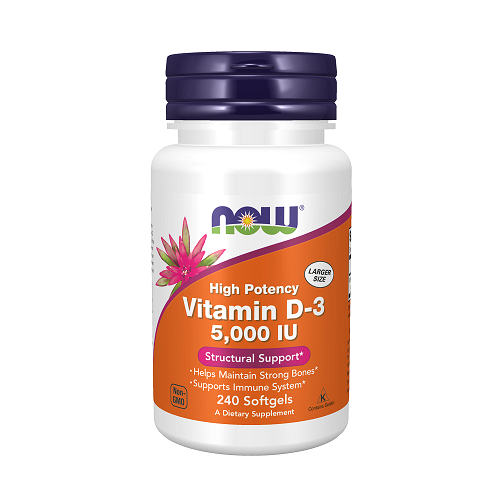 NOW Vitamin D-3 5000 IU High Potency 240 Soft Gels